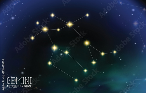 Gemini Zodiac Sign Star Design Illustration