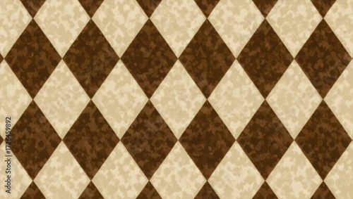 Textured Diamond Pattern in Chocolate and Cream, Vintage Style