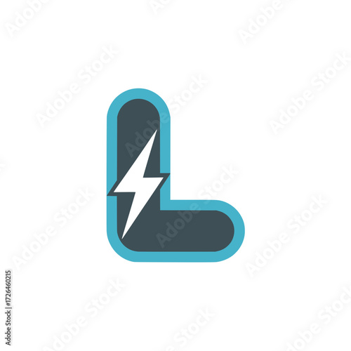 Letter L icon with lightning bolt symbol, Modern letter L design integrated with a bold white lightning bolt, symbolizing power, speed, energy, and digital innovation.

