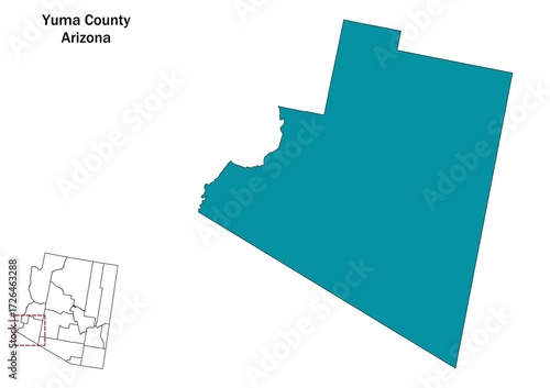 Yuma county map, Arizona state, USA