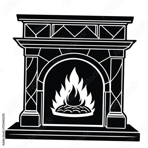 fireplace silhouette on white background (1).eps