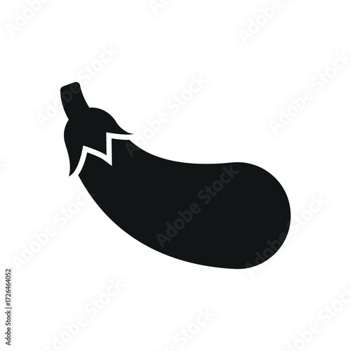 Eggplant icon in glyph style for vegetable, diet, and healthy food visuals.
