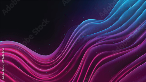 Abstract waves in vibrant pink and blue colors with a dark background, creating a sense of movement and depth