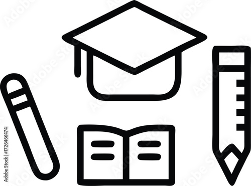 Legal fees and billing outline icons set – hourly rate clock, lawyer retainer agreement contract, attorney billing invoice receipt, hand receiving cash payment, line art vector