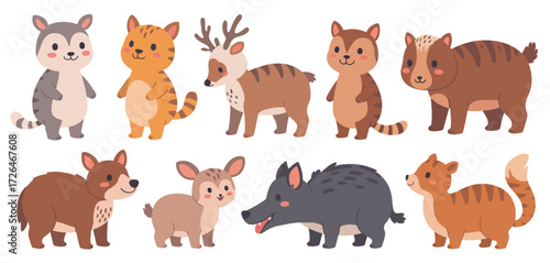Cute cartoon forest animals collection