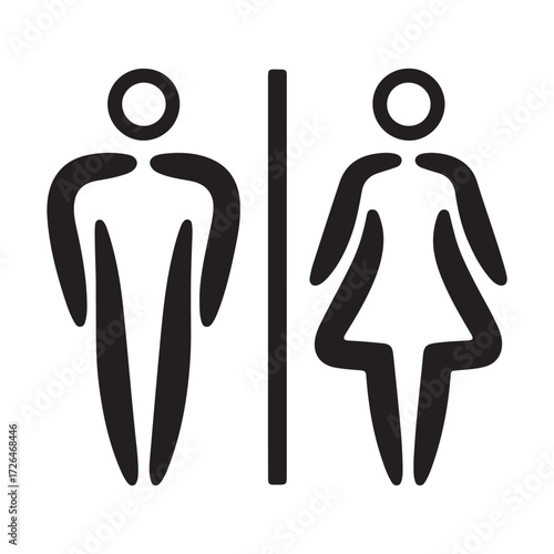 Simple Black and White Restroom Symbols for Men and Women