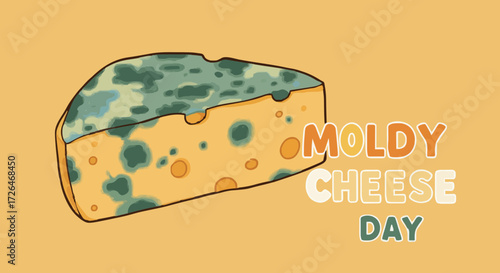 Vector illustration Moldy cheese day