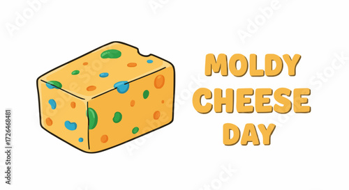 Vector illustration Moldy cheese day