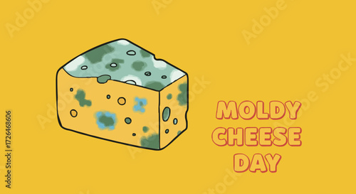 Vector illustration Moldy cheese day