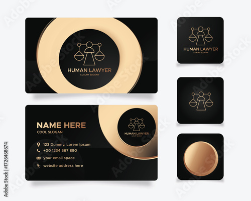 Attorney Law Firm Elegant Black Gold Business Card