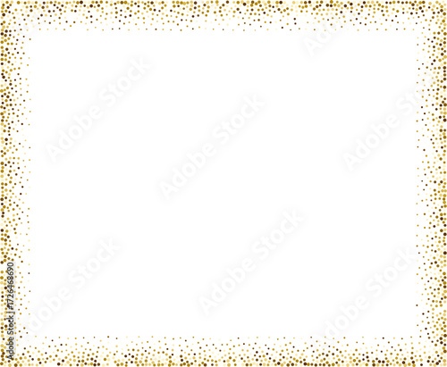 Gold glitter border on a white background.