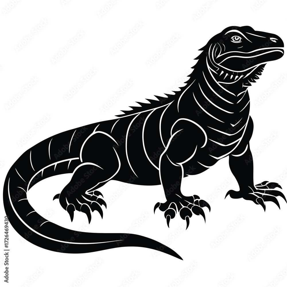Naklejka premium ai17578591832857_komodo-dragon-silhouette-vector---large-lizard-.eps