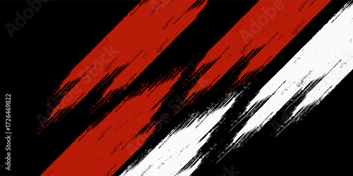 Abstract black white and red grunge in black background.
