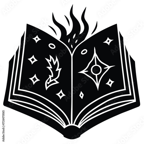 magic spellbook with glowing runes  isolated on wh (1).eps