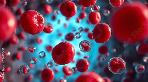 Wallpaper Mural Red Blood Cells Flowing in Bloodstream Illustration. Torontodigital.ca