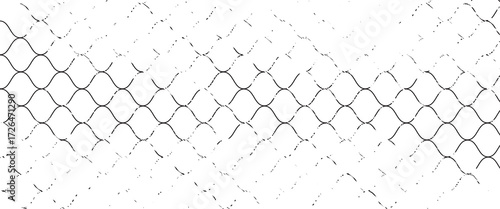 Twisted black net on white background, warp lines, simple background, monochrome grid, greyscale, colorless