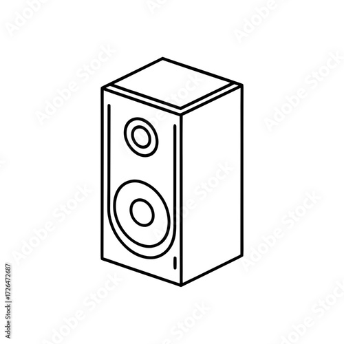 Illustration of a speaker in black outline on transparent background