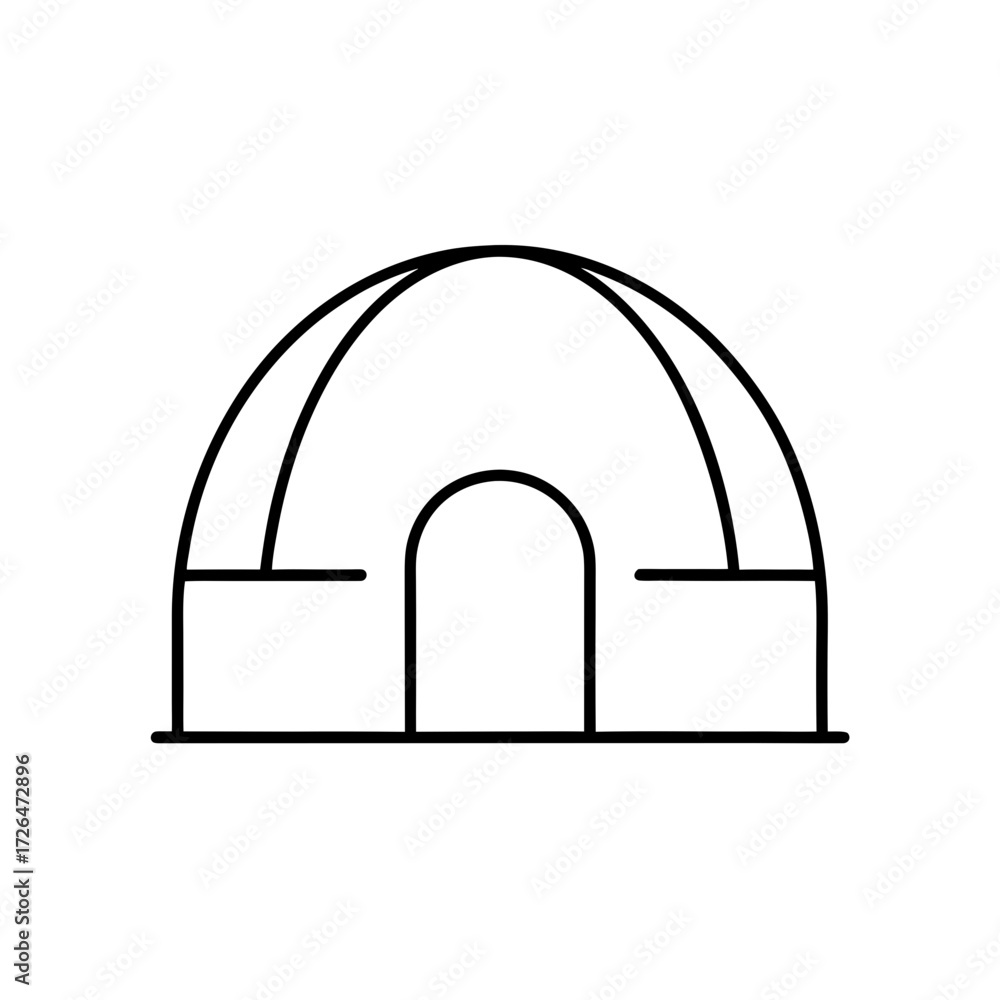 Fototapeta premium Illustration of a simple line drawn igloo on transparent background