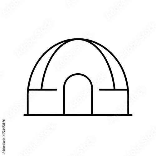 Illustration of a simple line drawn igloo on transparent background