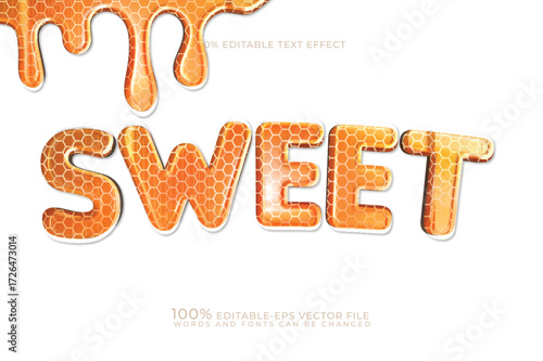 sweet honey Text Effect with Honeycomb editable text