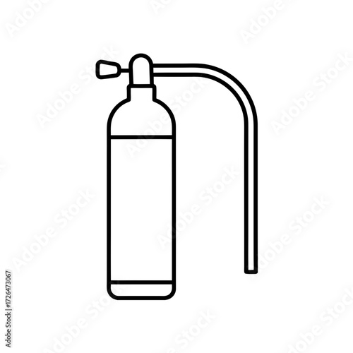 Outline drawing of a blowtorch device on transparent background