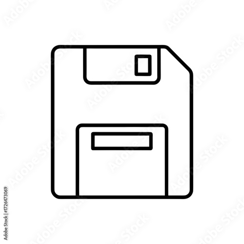 Floppy disk outline vector graphic design on transparent background