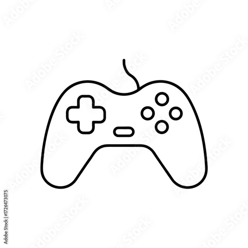 Outline drawing of a video game console on transparent background
