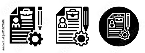 Employment Contract Icon Collection Glyph & Mixed Style
