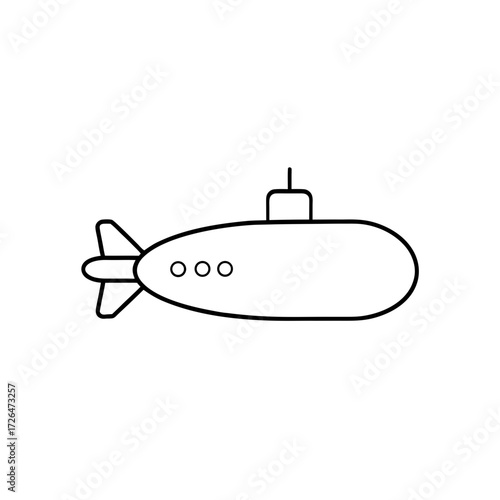 Outline drawing of a submarine vessel icon on transparent background