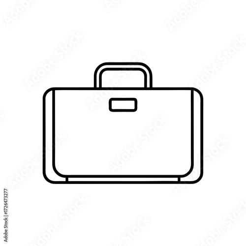 Outline drawing of a rectangular briefcase on transparent background