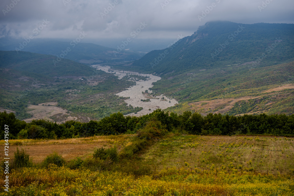 Naklejka premium Scenic Valley and Riverbed in Agsu Azerbaijan
