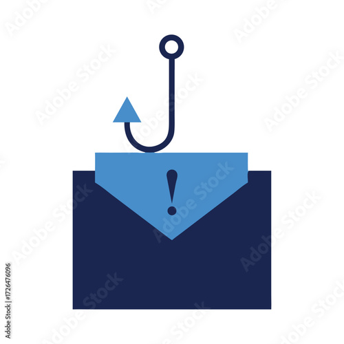 Phishing Hook on Envelope with Exclamation Mark Icon