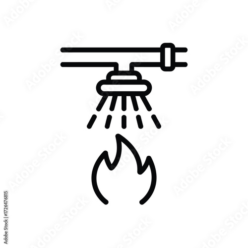 Fire sprinkler system spraying water on flames to extinguish a fire