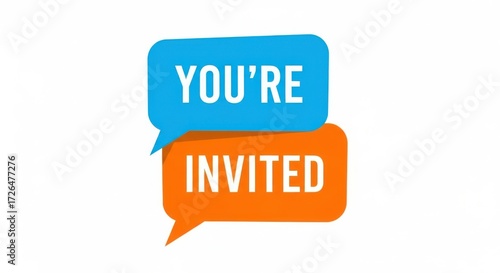 Youre invited invitation message on speech bubble isolated on white background for party, birthday, wedding, or special event