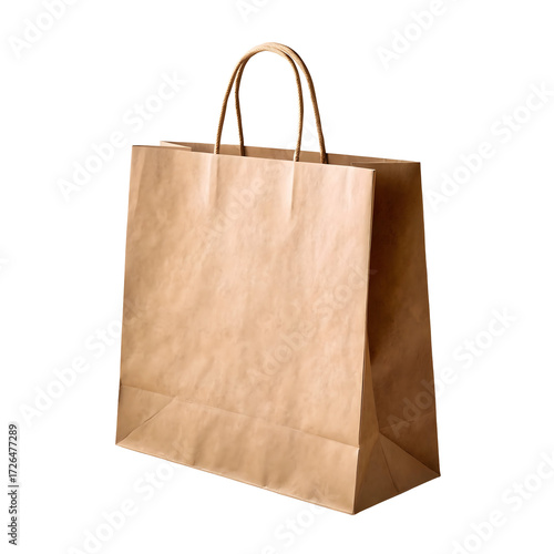 Brown Kraft paper shopping bag with twisted paper handles paper bag brown bag isolated on a transparent background