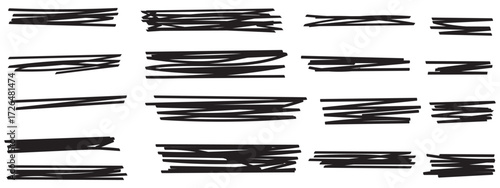 Collection of yellow highlighter brush strokes and marks