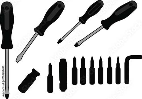 Screwdriver set, hand tools, repair equipment, precision screwdriver, tool bits, DIY tools, workshop tools, maintenance kit, fixing tools, hardware
