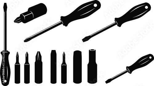 Screwdriver tools, hand tools, screwdriver set, precision screwdriver, tool bits, repair equipment, workshop tools, fixing tools, hardware tools, DIY kit