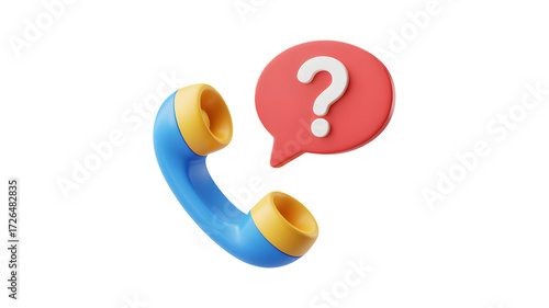 Confused caller seeking support using retro phone with question mark bubble