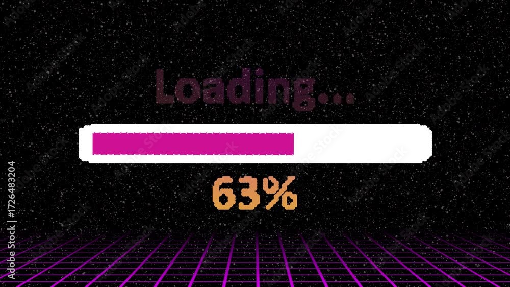 Classic 8-bit loading bar animation in pixel art style, retro video ...