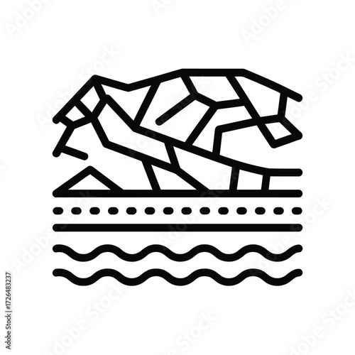 Stylized linear icon depicting cracked dry earth above water layers