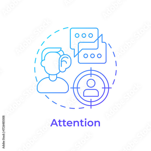 Wallpaper Mural Attention blue gradient concept icon. Social interaction, messaging. Active listening. Round shape line illustration. Abstract idea. Graphic design. Easy to use in booklet, blog post Torontodigital.ca