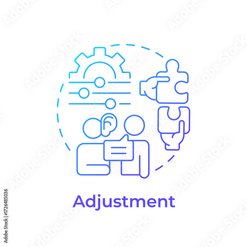 Adjustment blue gradient concept icon. Active listening, empathy. Social interaction, behavior. Round shape line illustration. Abstract idea. Graphic design. Easy to use in booklet, blog post