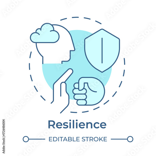 Resilience soft blue concept icon. Adapt, recover and grow stronger. Emotional and self regulation skills. Round shape line illustration. Abstract idea. Graphic design. Easy to use in article