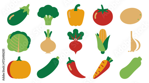 Assorted Fresh Vegetables Illustration with a Colorful and Healthy Diet Concept