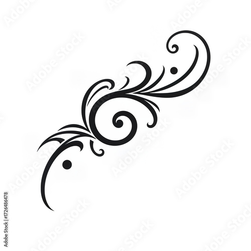 Black Swirl Decorative Floral Design

