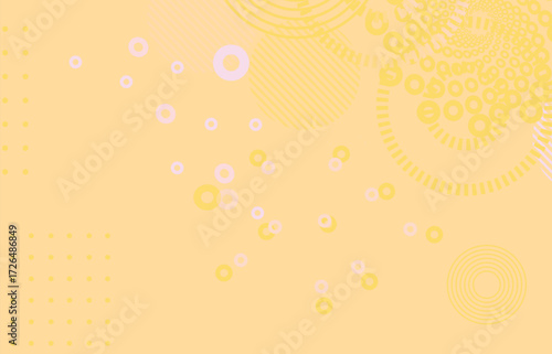 Abstract yellow background with colorful circles , shapes and dots. Vector illustration for your design. Eps10
