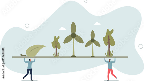 Promoting green energy and talk about sustainable wind turbine power .life and employment of people.
