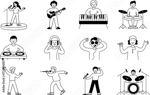 Vector art depicting weightlifting exercises action poses diverse illustrations for fitness and sports graphics