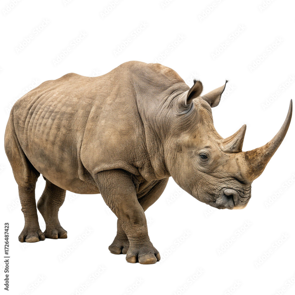Obraz premium Rhinoceros PNG Two-Horned African Rhino Isolated